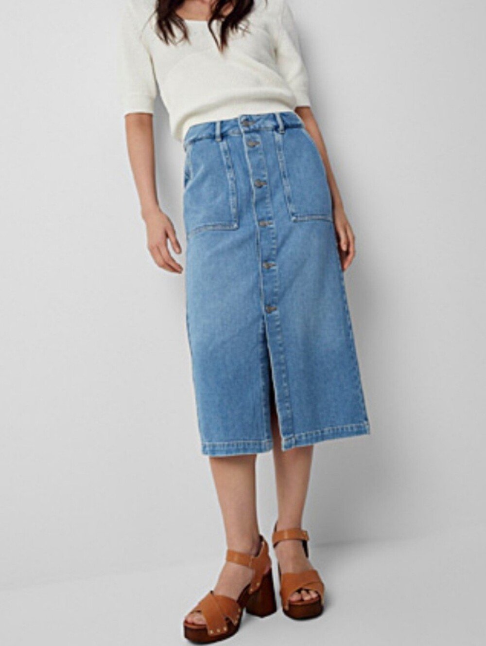 Simons Contemporaine Denim Midi Skirt Size 2